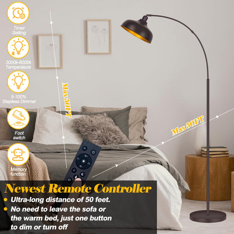 Brilvibera Arc Floor Lamp bronze base provides stability for family spaces.