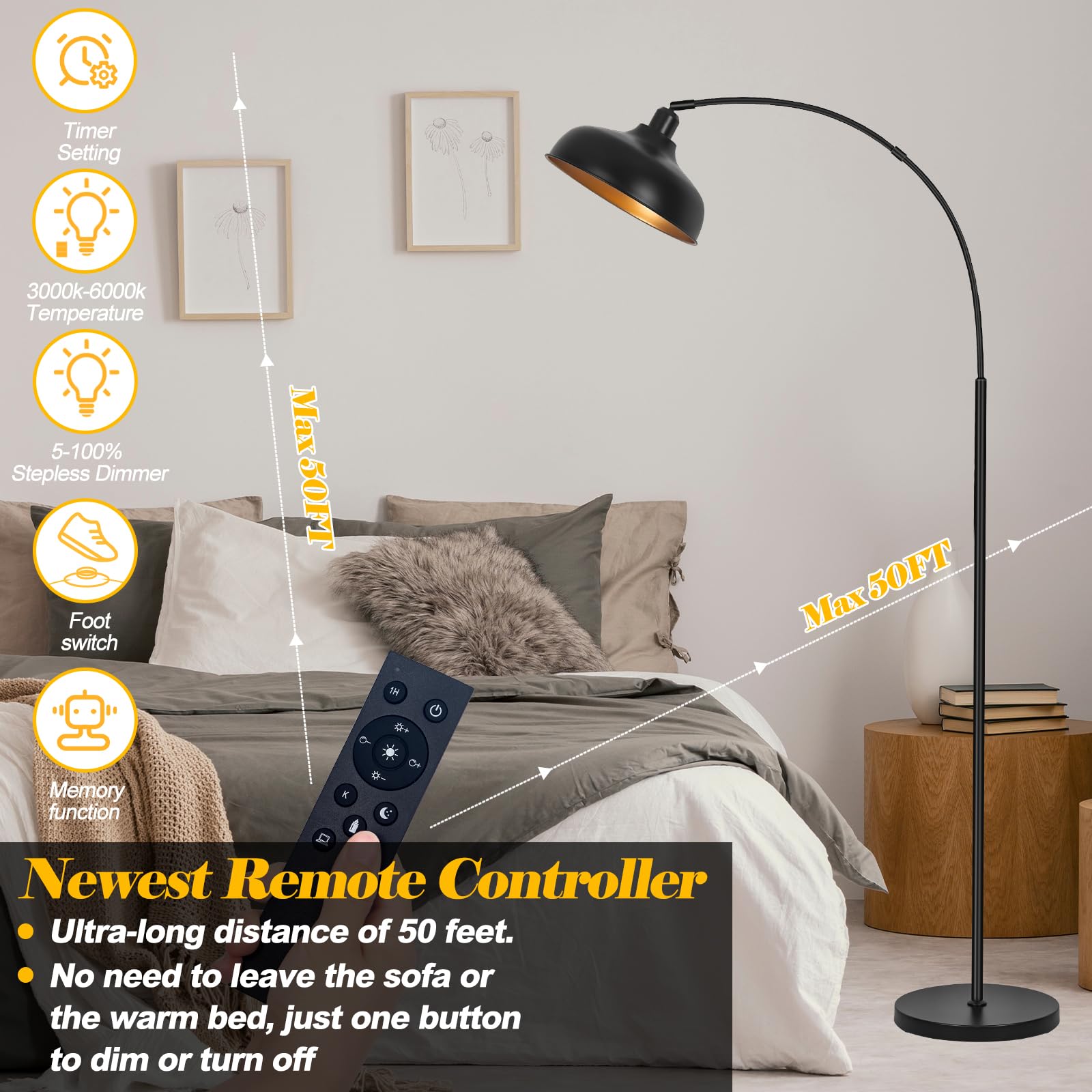 Brilvibera arch floor lamp easy to assemble with stable base