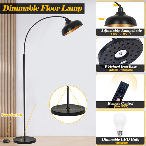Brilvibera arch lamp remote control shown for quick brightness adjustments
