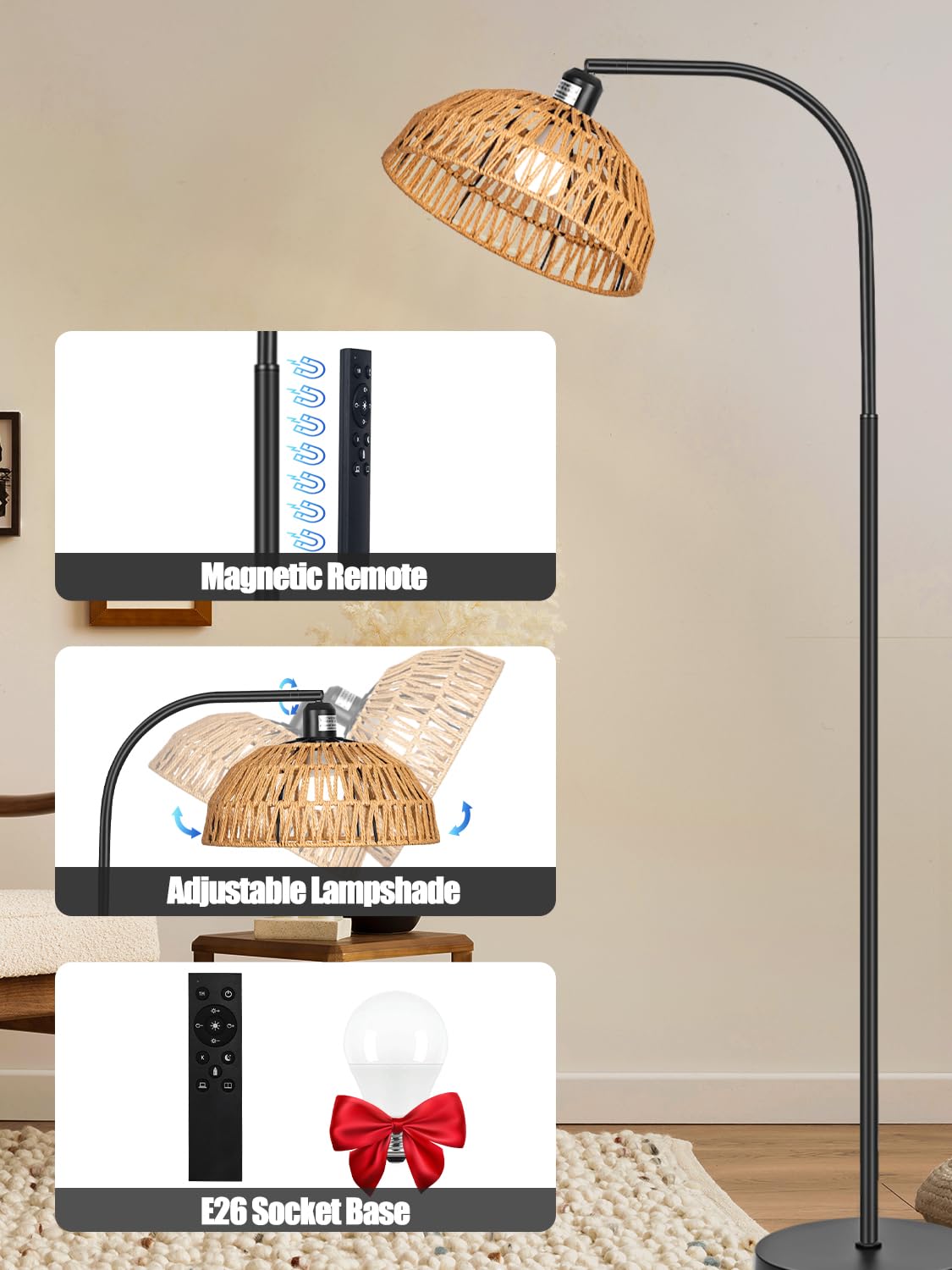 Brilvibera black farmhouse base provides stable tall lighting