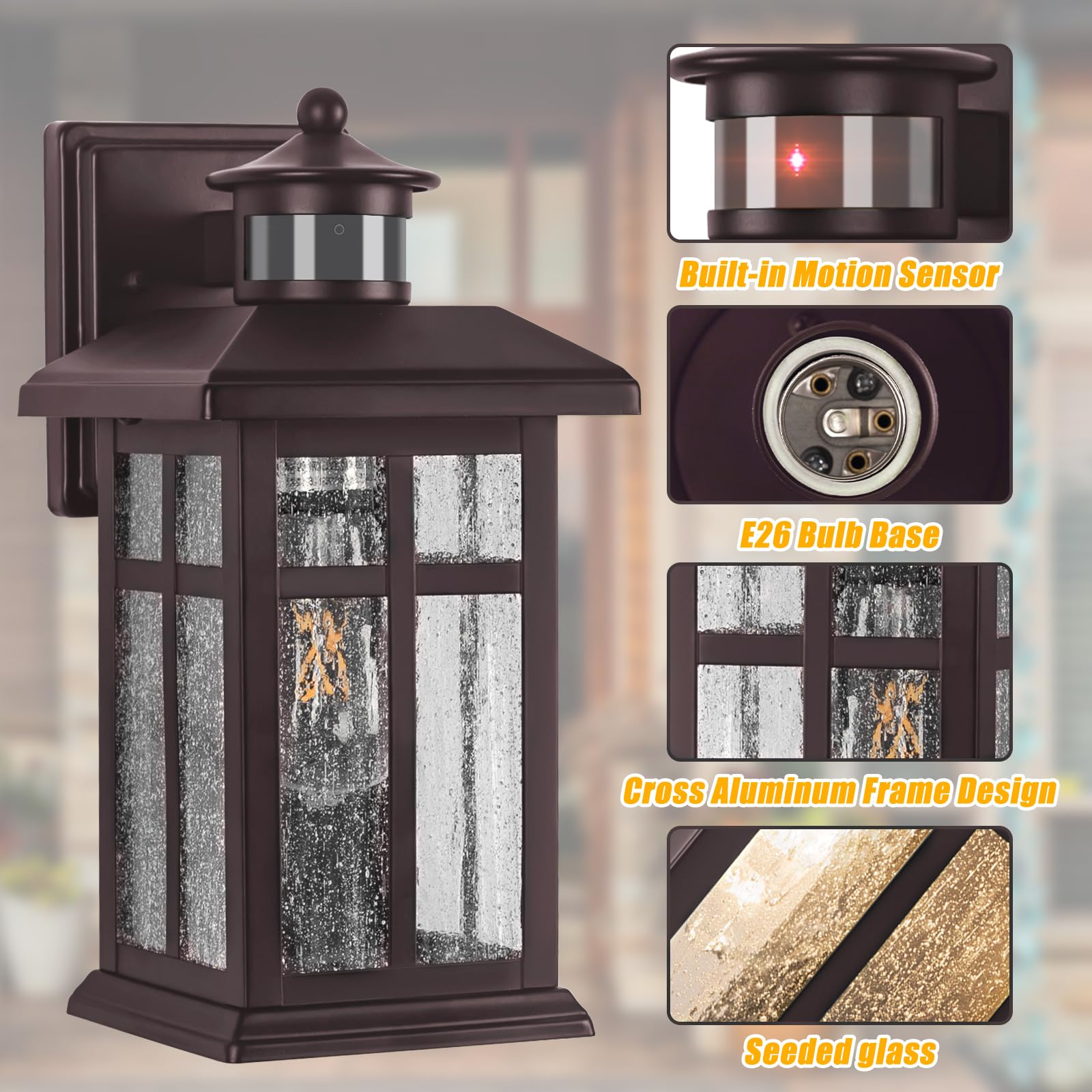 Brilvibera weatherproof outdoor light, mounted hardware visible, all-season practicality.
