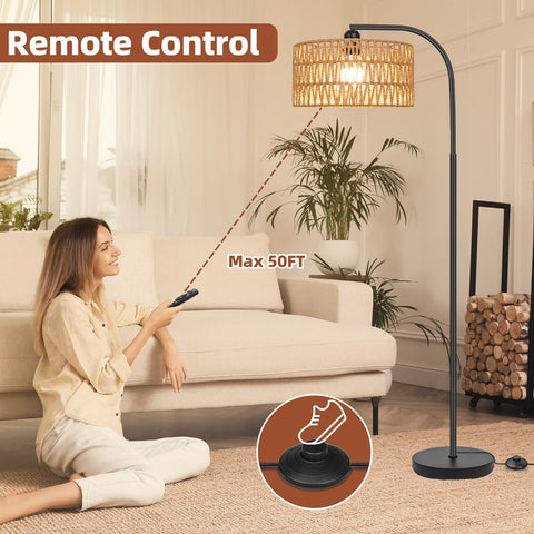 Brilvibera floor lamp features remote control and durable foot switch