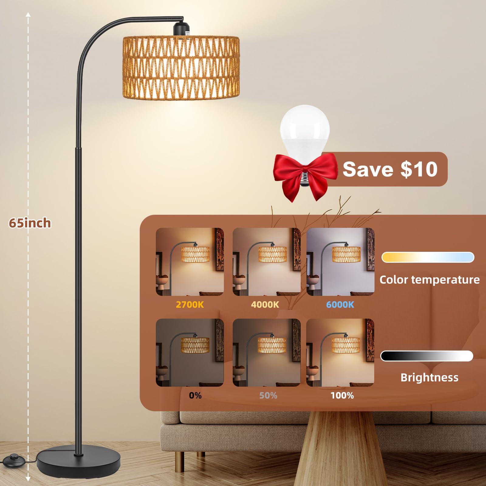 Brilvibera linen-rattan shade creates soft grid light with reduced glare