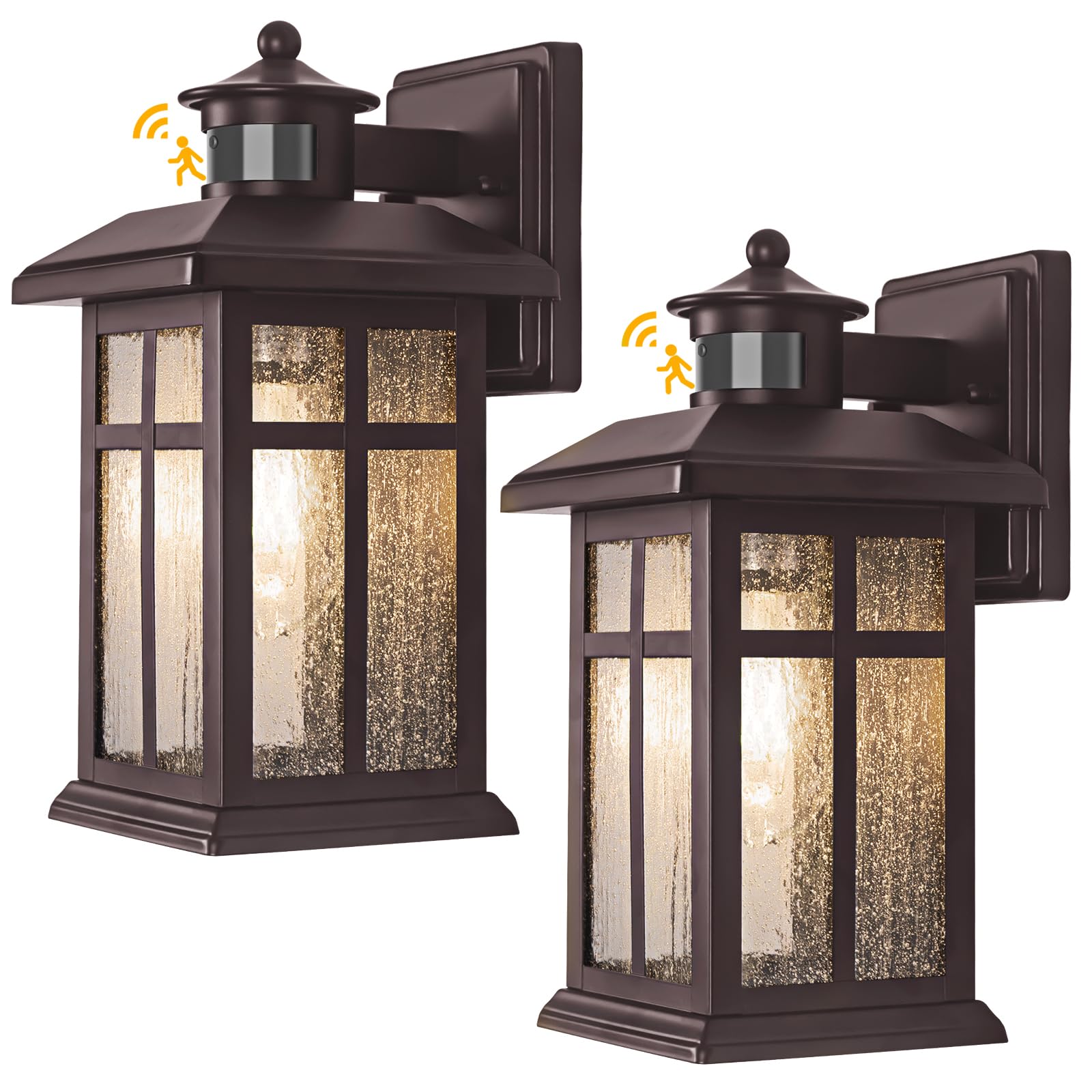Brilvibera motion sensor bronze porch light, front view, showcasing durability for outdoor use.