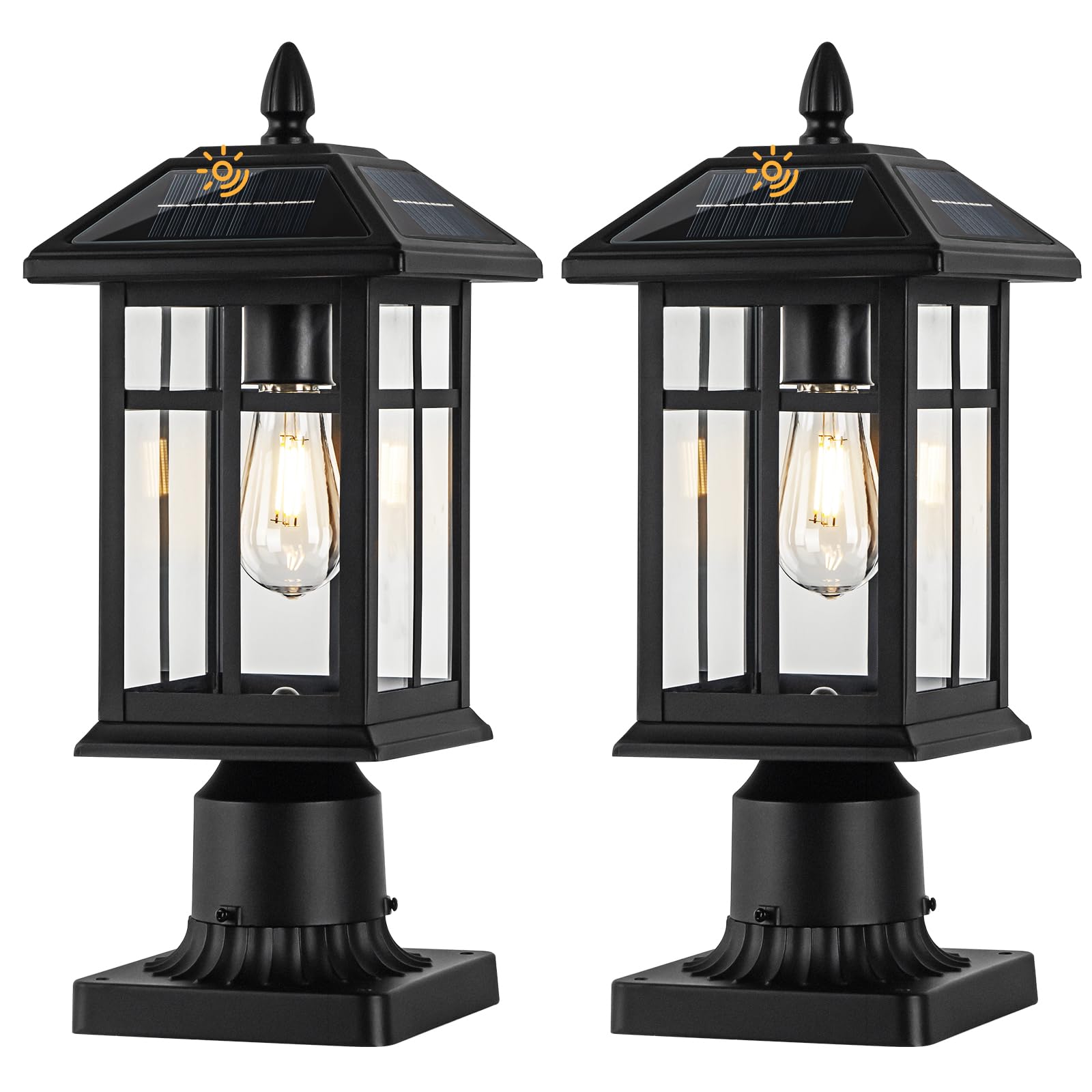 Brilvibera solar post light with dusk-to-dawn operation brightens paths