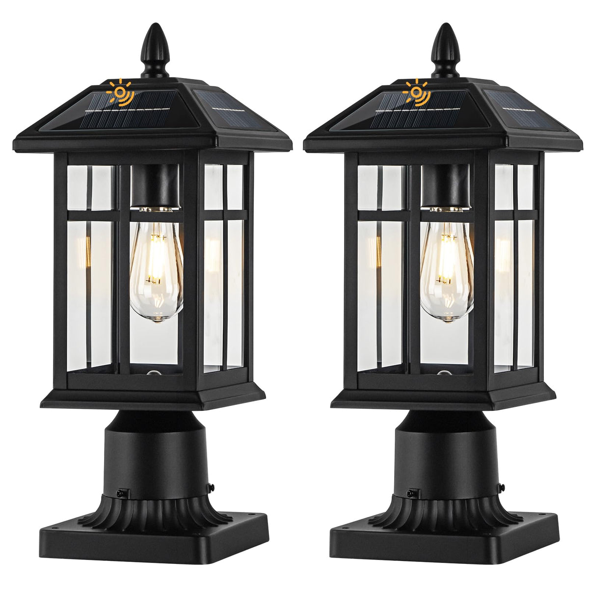 Brilvibera solar post light with dusk-to-dawn operation brightens paths