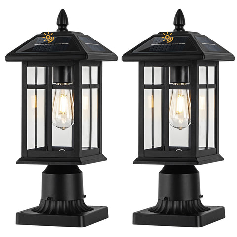 Brilvibera solar post light with dusk-to-dawn operation brightens paths