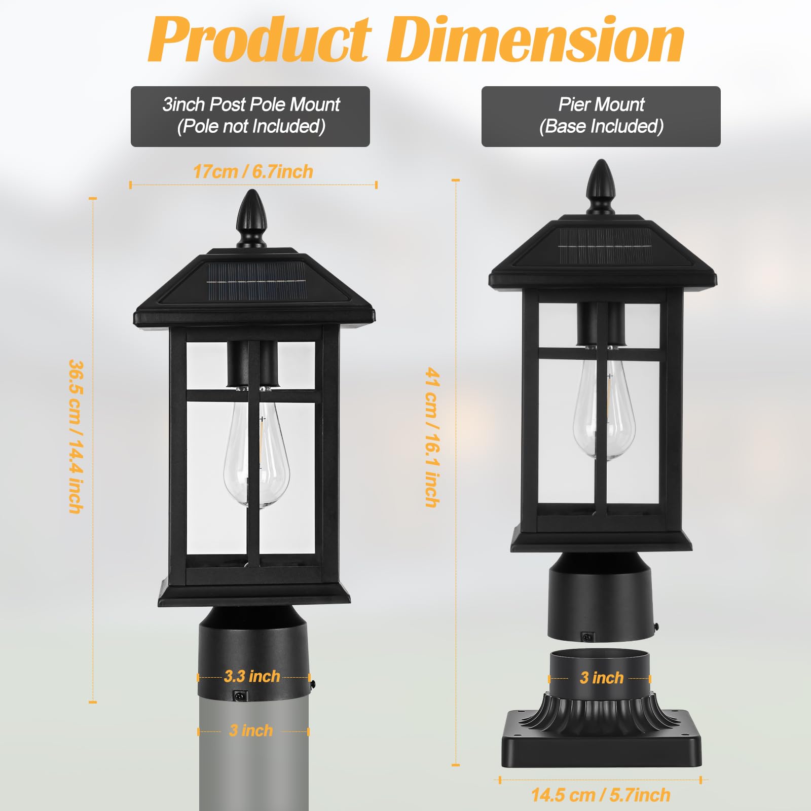 Brilvibera solar post light showing warm white bulb for cozy ambiance