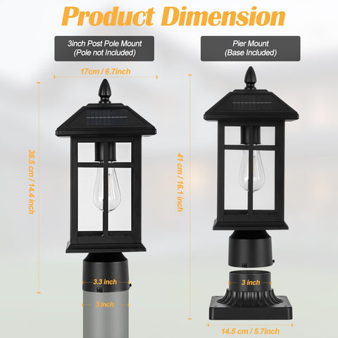 Brilvibera solar post light showing warm white bulb for cozy ambiance