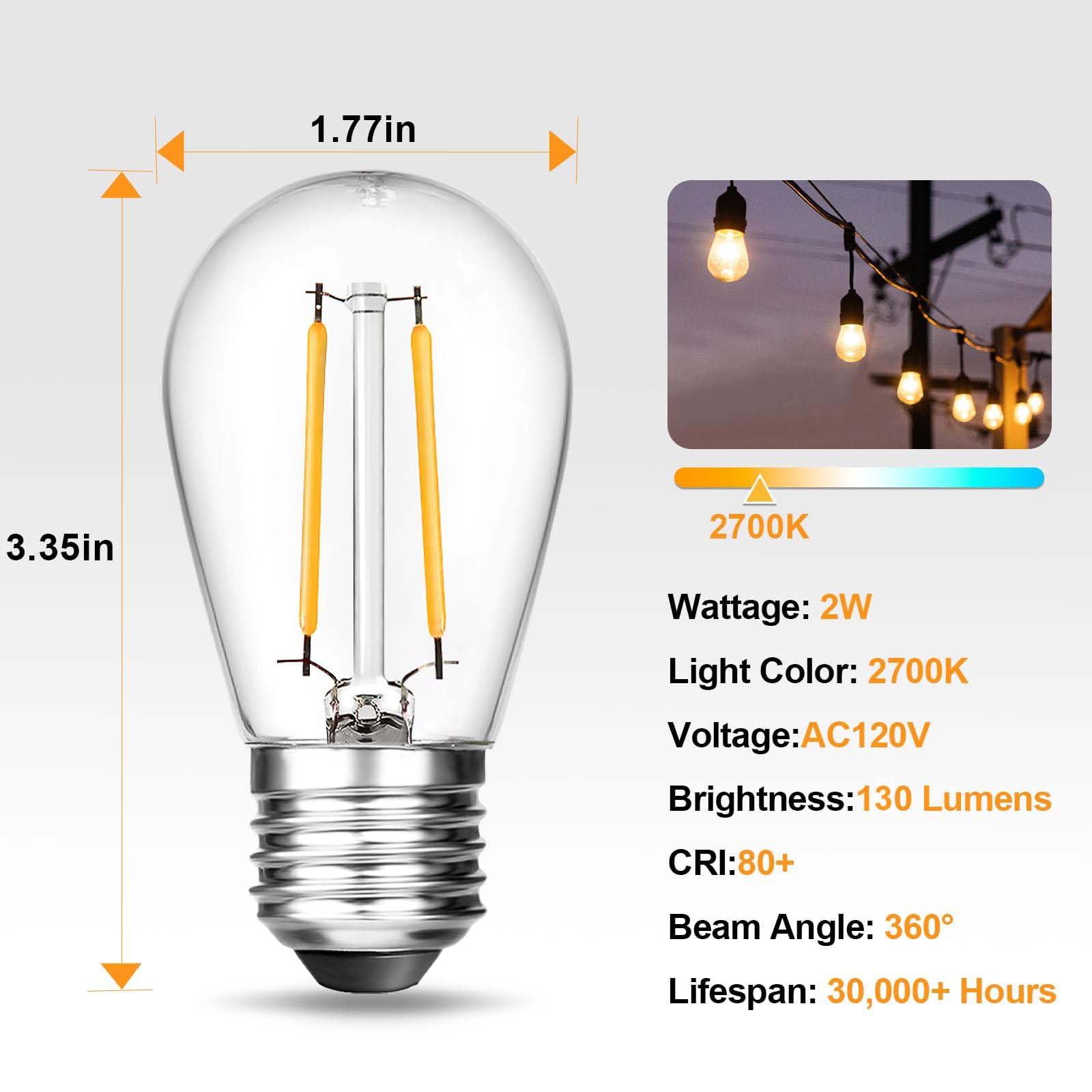 BRIMAX dimmable S14 LED bulb compatible with trailing edge dimmers.