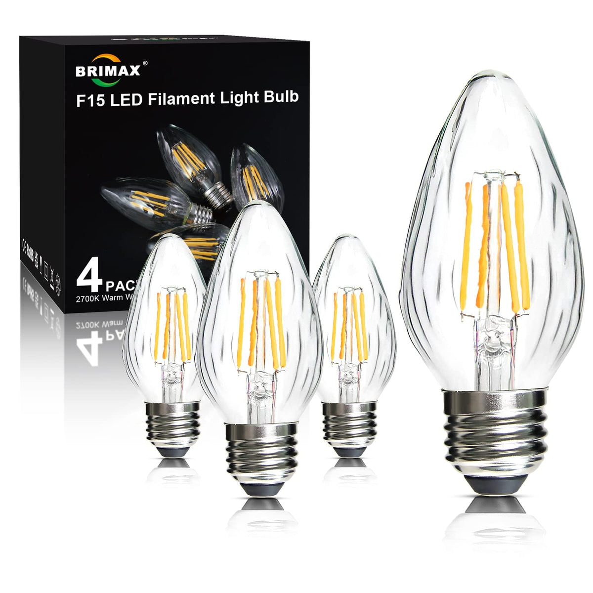 BRIMAX F15 LED porch light bulb in clear glass for outdoor entryways with warm ambience