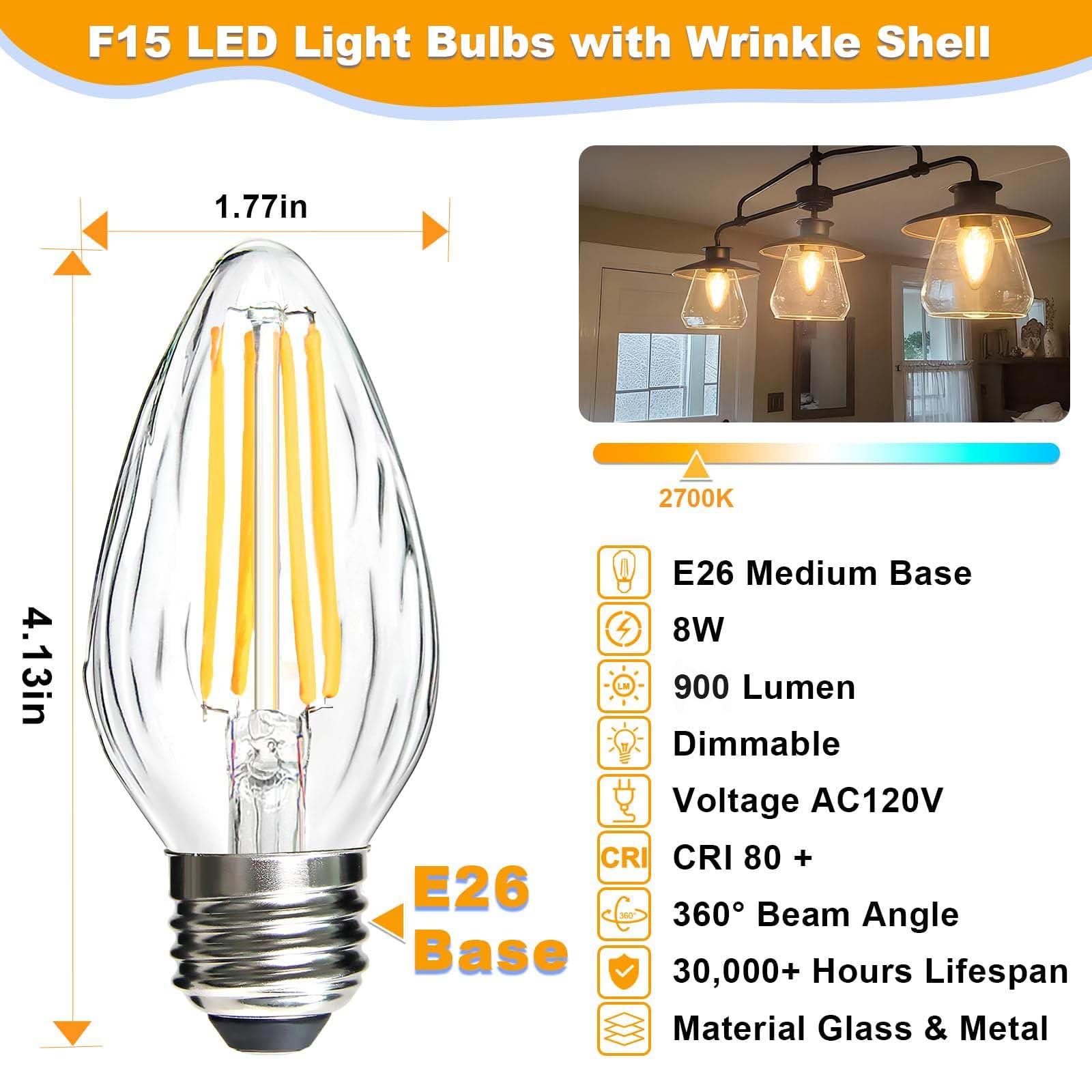 BRIMAX F15 with E26 base, ideal for porch and pathway illumination.