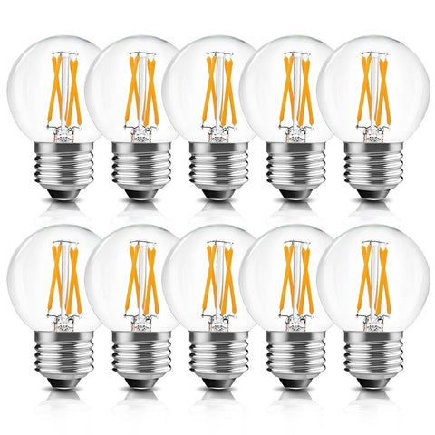 BRIMAX globe bulb dimmable close-up showing clear glass and warm ambience.