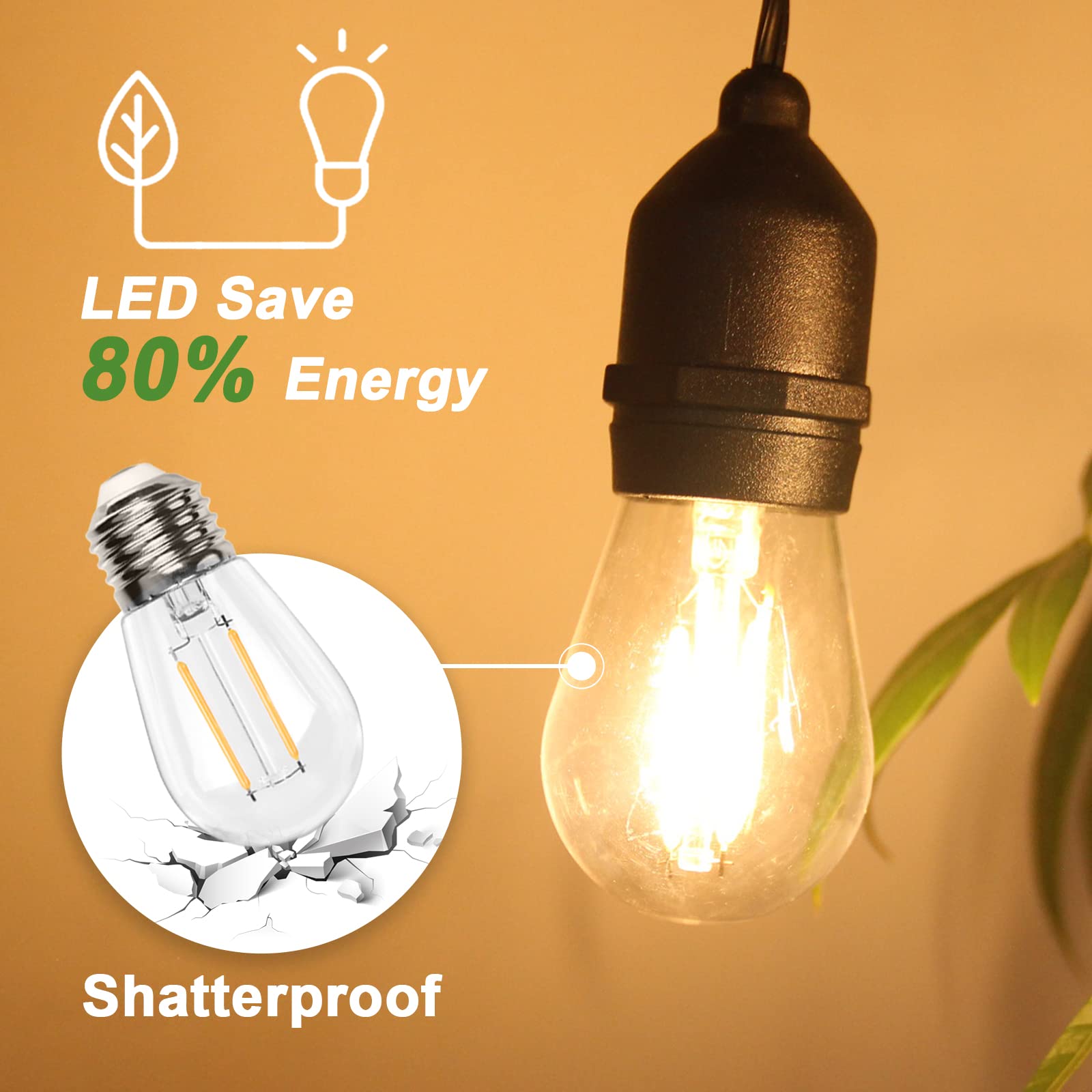 BRIMAX shatterproof Edison bulbs offer safe, glass-free illumination for outdoor gatherings.