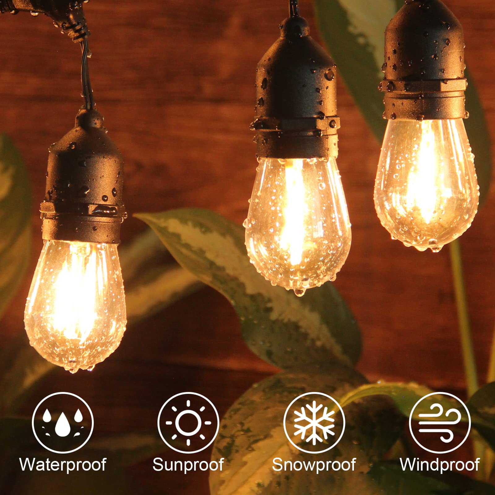 BRIMAX waterproof string lights ensure reliability in any weather for patios and gazebos.