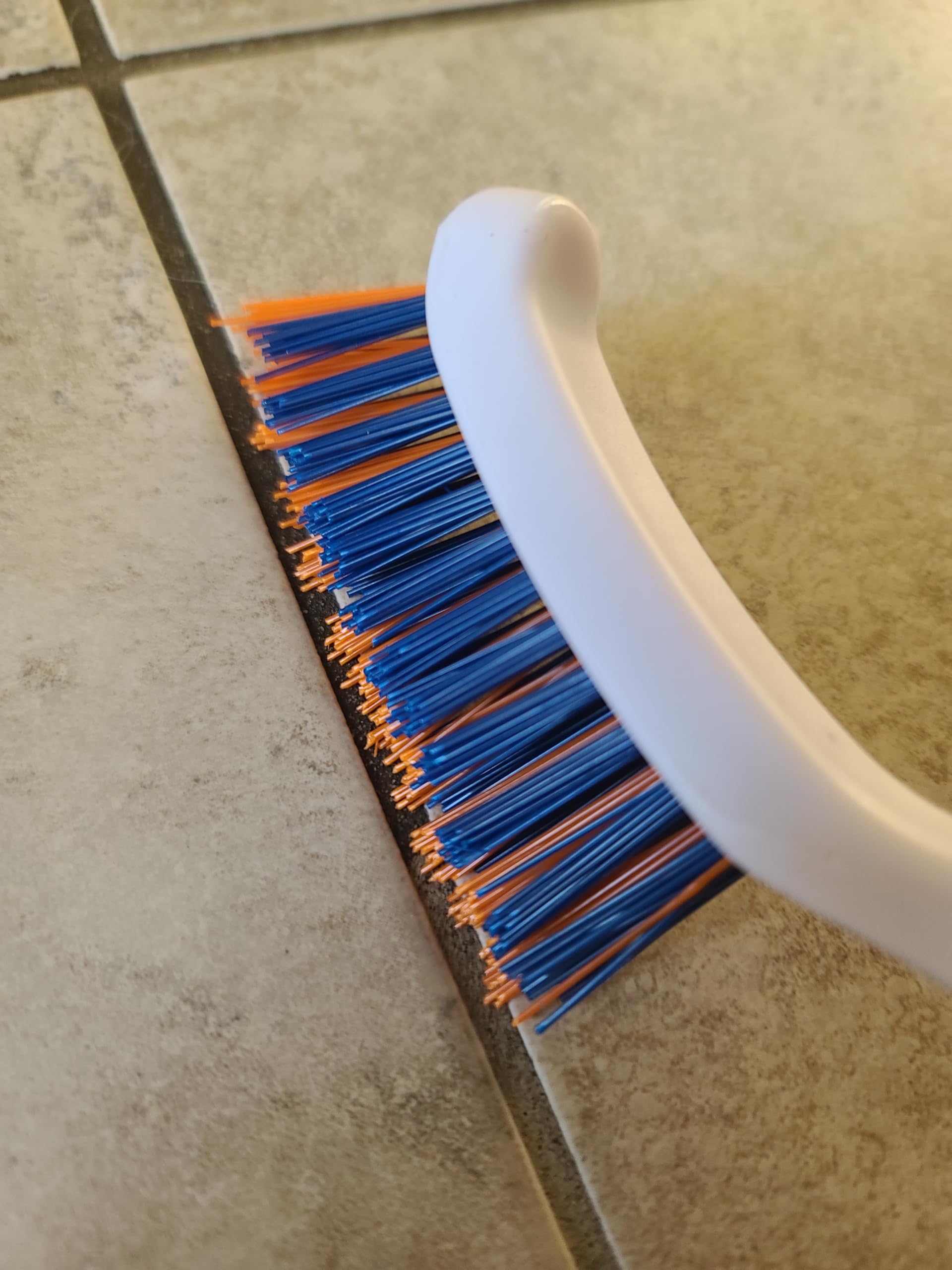 BRING IT ON! CLEANER grout brush for kitchen and bathroom tile cleaning tasks.
