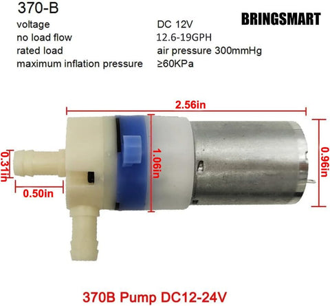 BRINGSMART 12V pump specification label on body