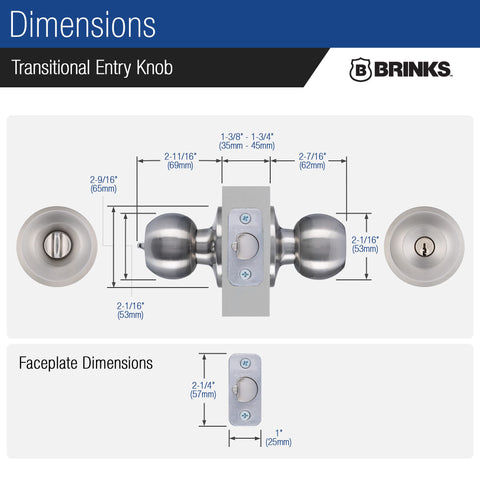 BRINKS knob package showing two keys included for immediate use