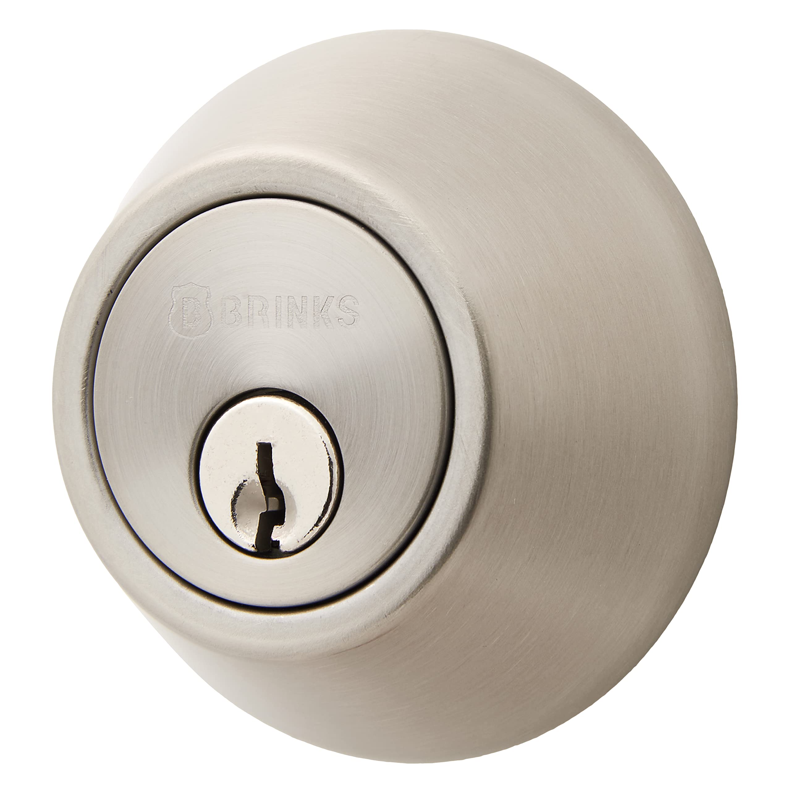 BRINKS Bell Style single cylinder deadbolt in satin nickel enhances door security