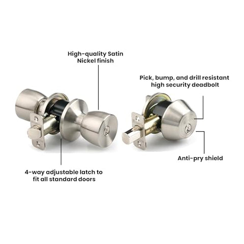 BRINKS single-cylinder deadbolt satin nickel provides reliable exterior door security.