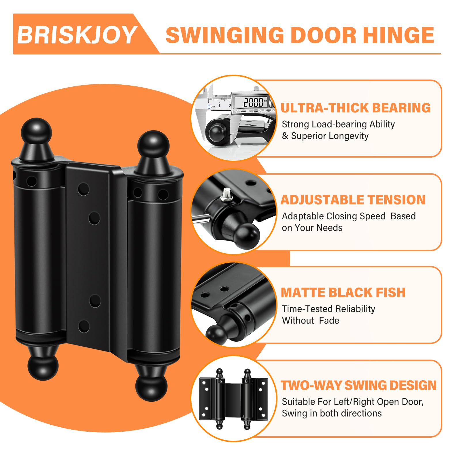 BriskJoy 3-inch hinges with adjustable tension for smooth operation