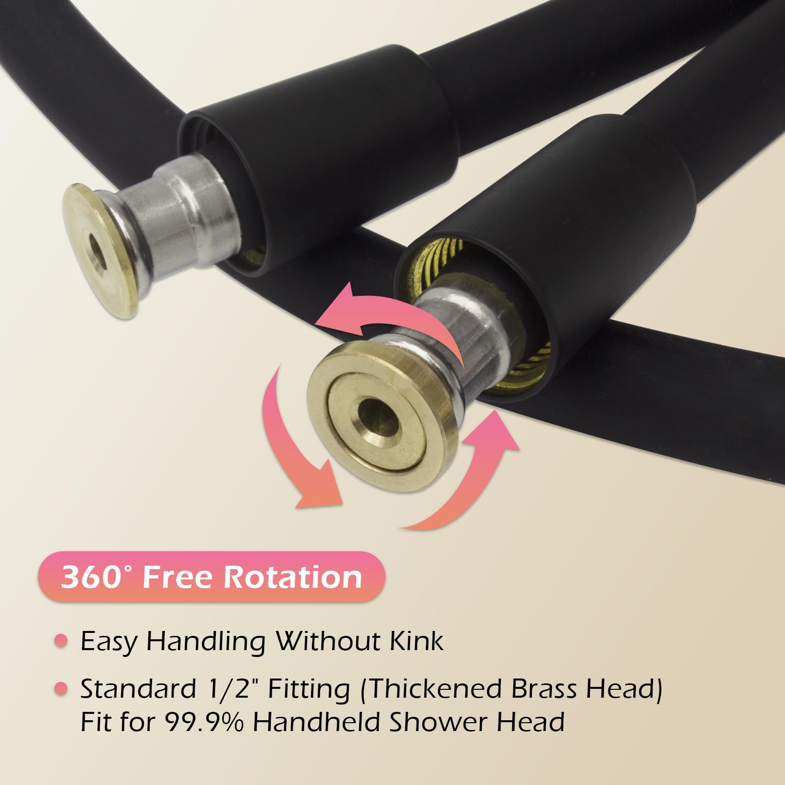 Briskspring silicone hose with 360-degree rotation enhances maneuverability while rinsing.