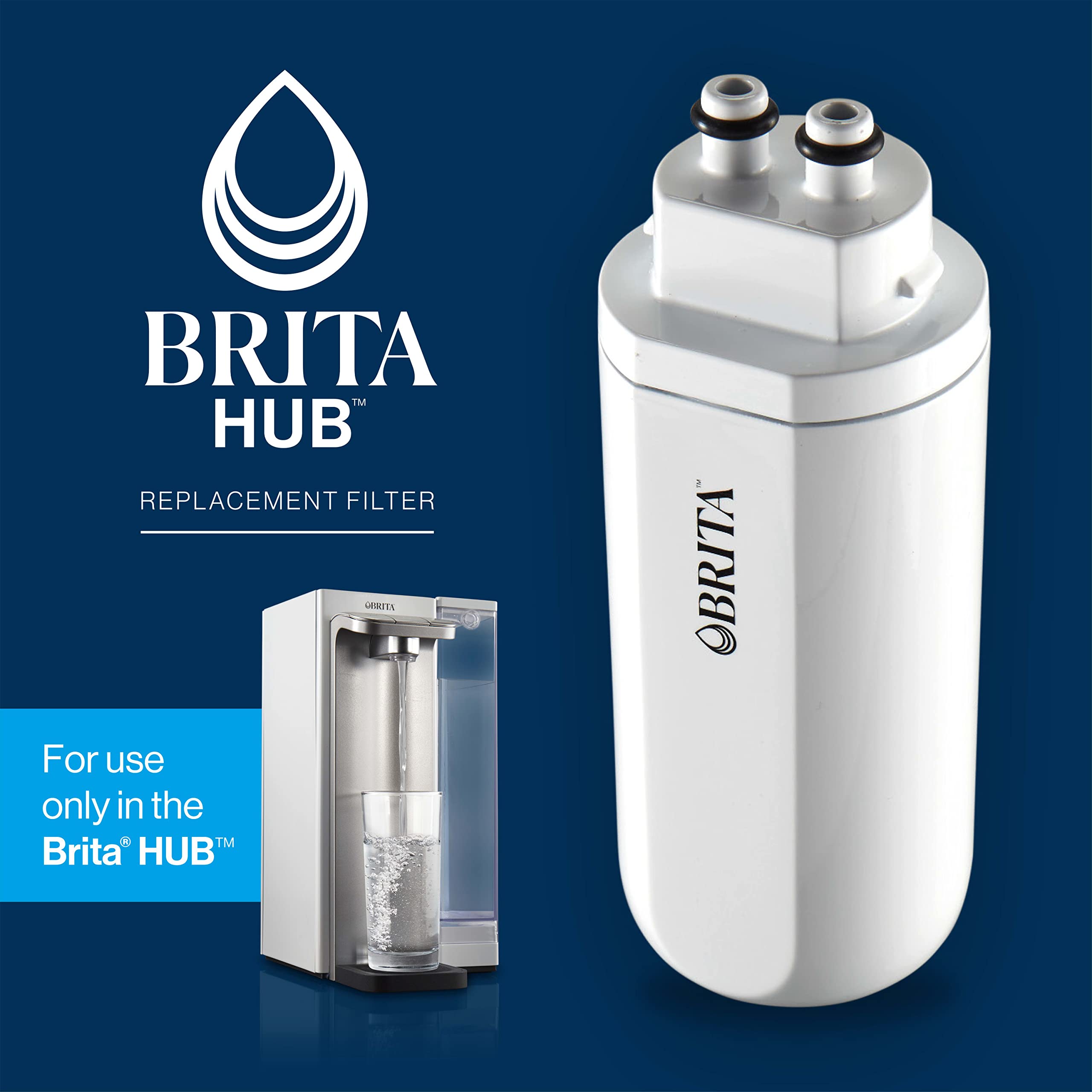 Brita Hub replacement filter being inserted into the unit for easy replacement.