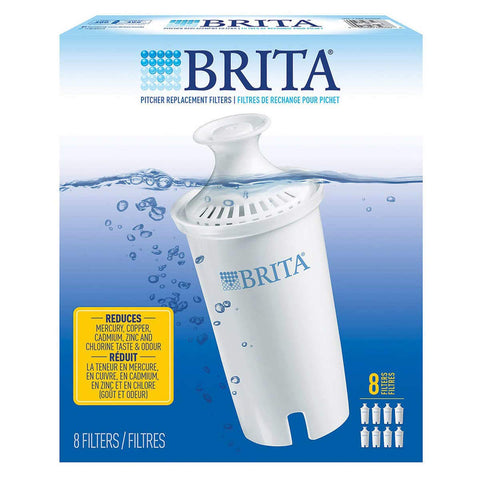 BRITA pitcher replacement filters white 8-pack for fresher water at home
