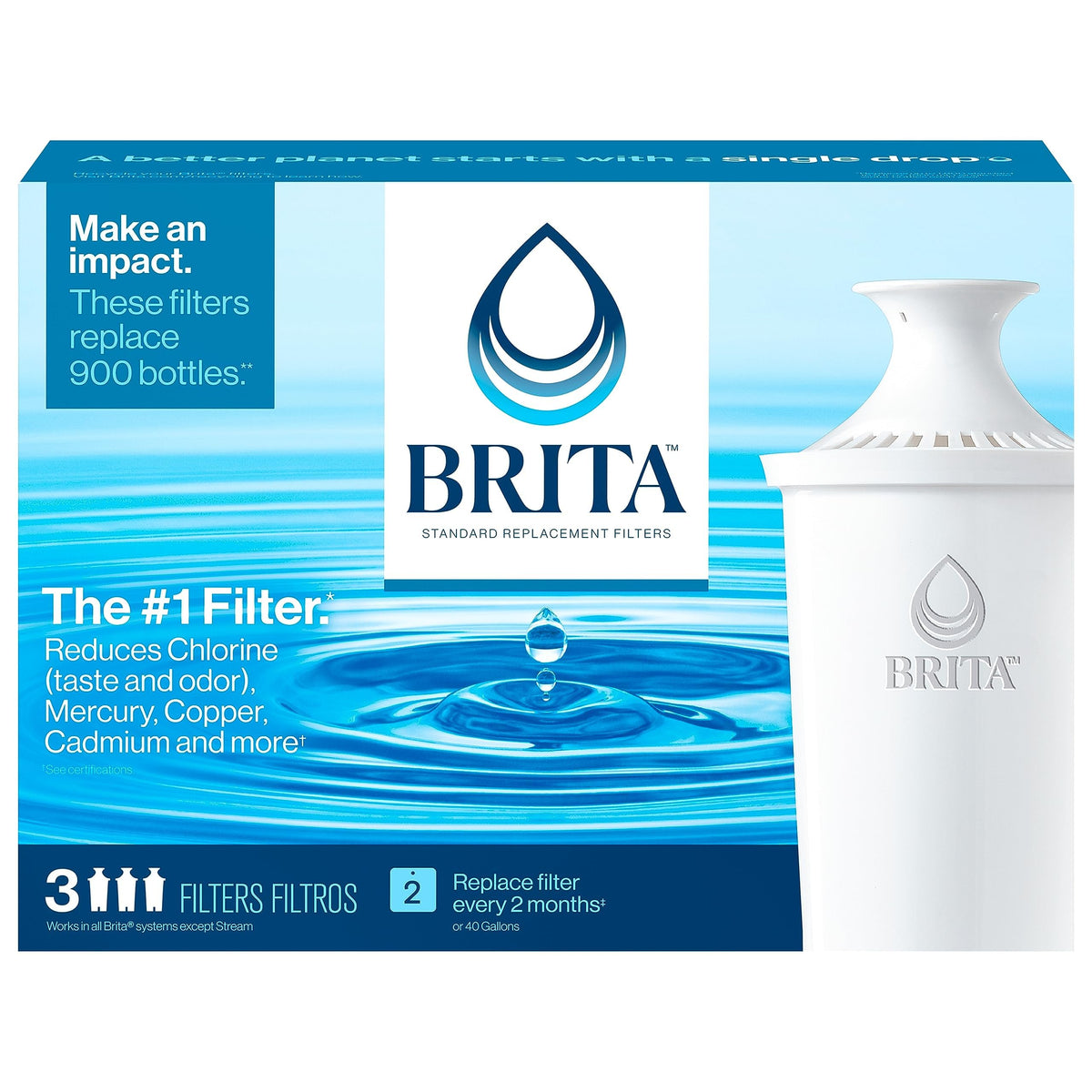 BRITA replacement filters 3-count Advanced White for crisper-tasting water