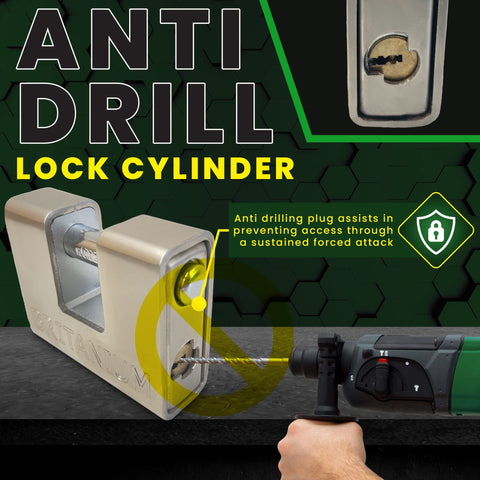 Britanium BRP74 padlock features a spring-loaded shackle for quick securing on boxes and gates.