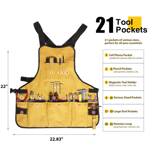 BRITEREE apron with front magnetic strips to secure small parts during busy tasks