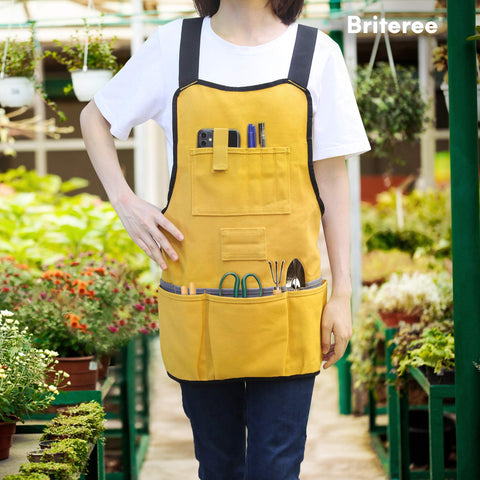 BRITEREE work apron in yellow, gift-ready for DIY enthusiasts and craftsmen