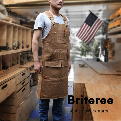 BRITEREE apron sawdust-flap protects pockets from debris