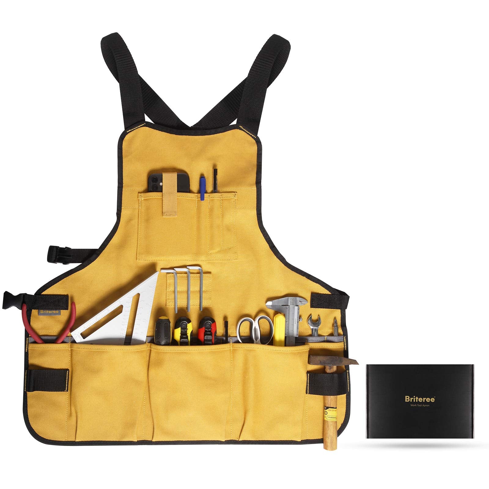 BRITEREE Work Tool Apron with 21 pockets for quick tool access during DIY projects