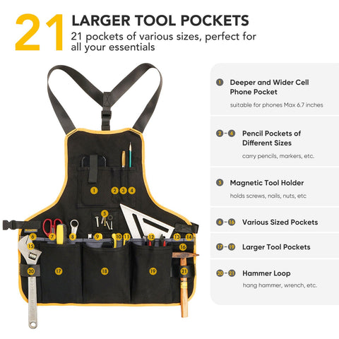BRITEREE apron emphasizes magnetic chest strips for quick access to small parts