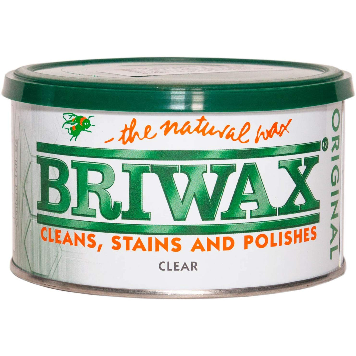 Briwax Clear finish in 1 lb can for a lustrous patina on wood surfaces.