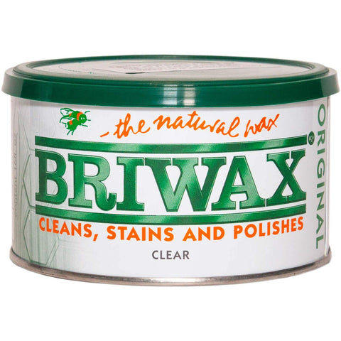 Briwax Clear finish in 1 lb can for a lustrous patina on wood surfaces.