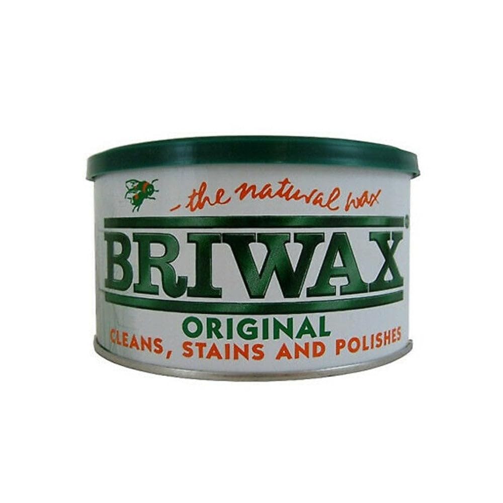Briwax Tudor Brown furniture wax bottle ready to apply for wood protection and patina