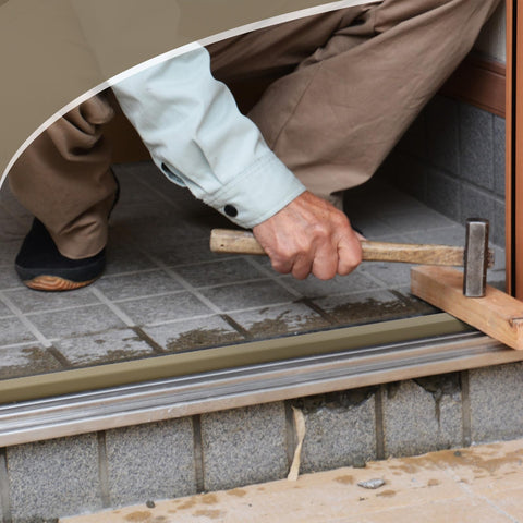 Briwooody threshold cap 36-inch grey close-up reveals durable vinyl edge.