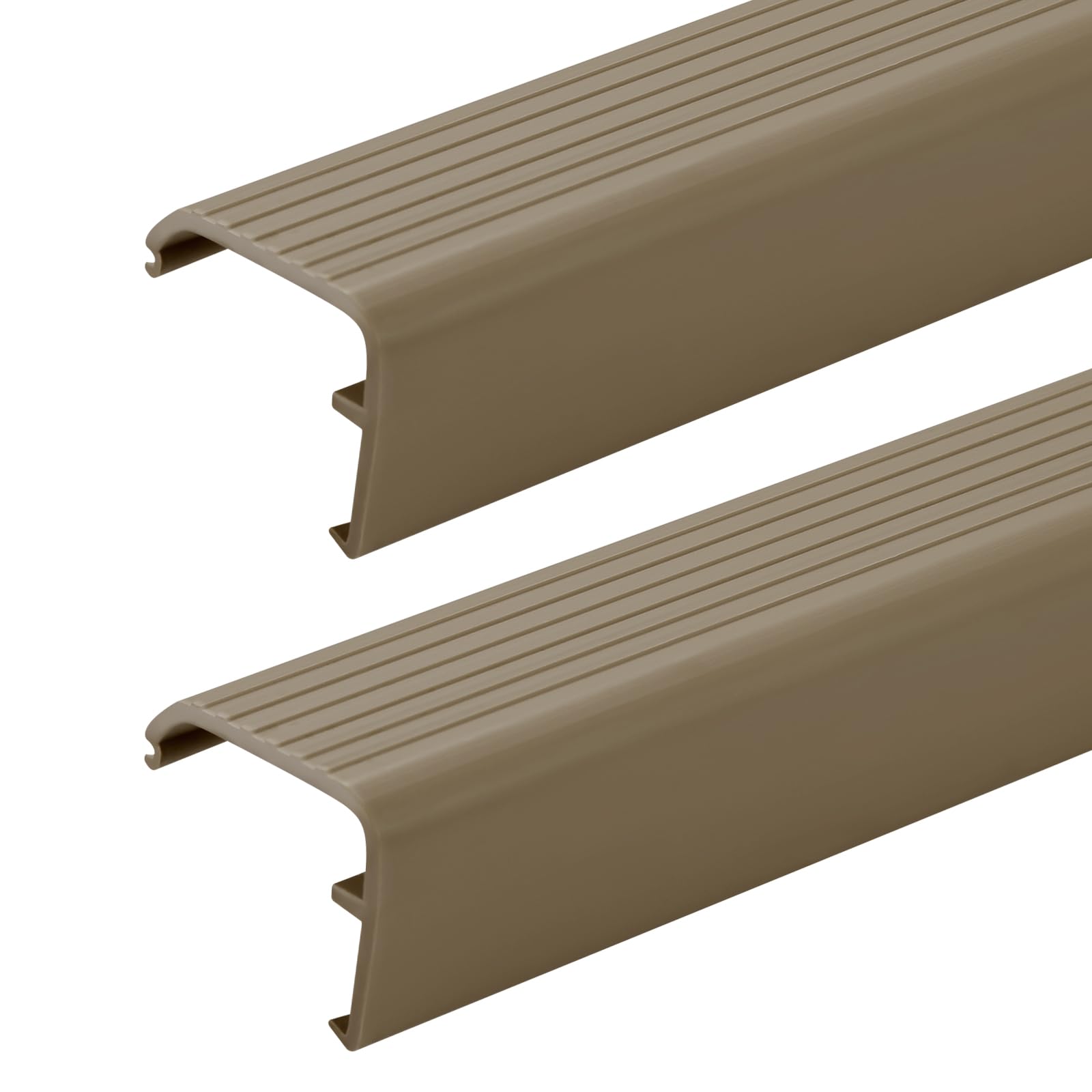 Briwooody threshold cap 36-inch grey front view shows easy snap-in fit.