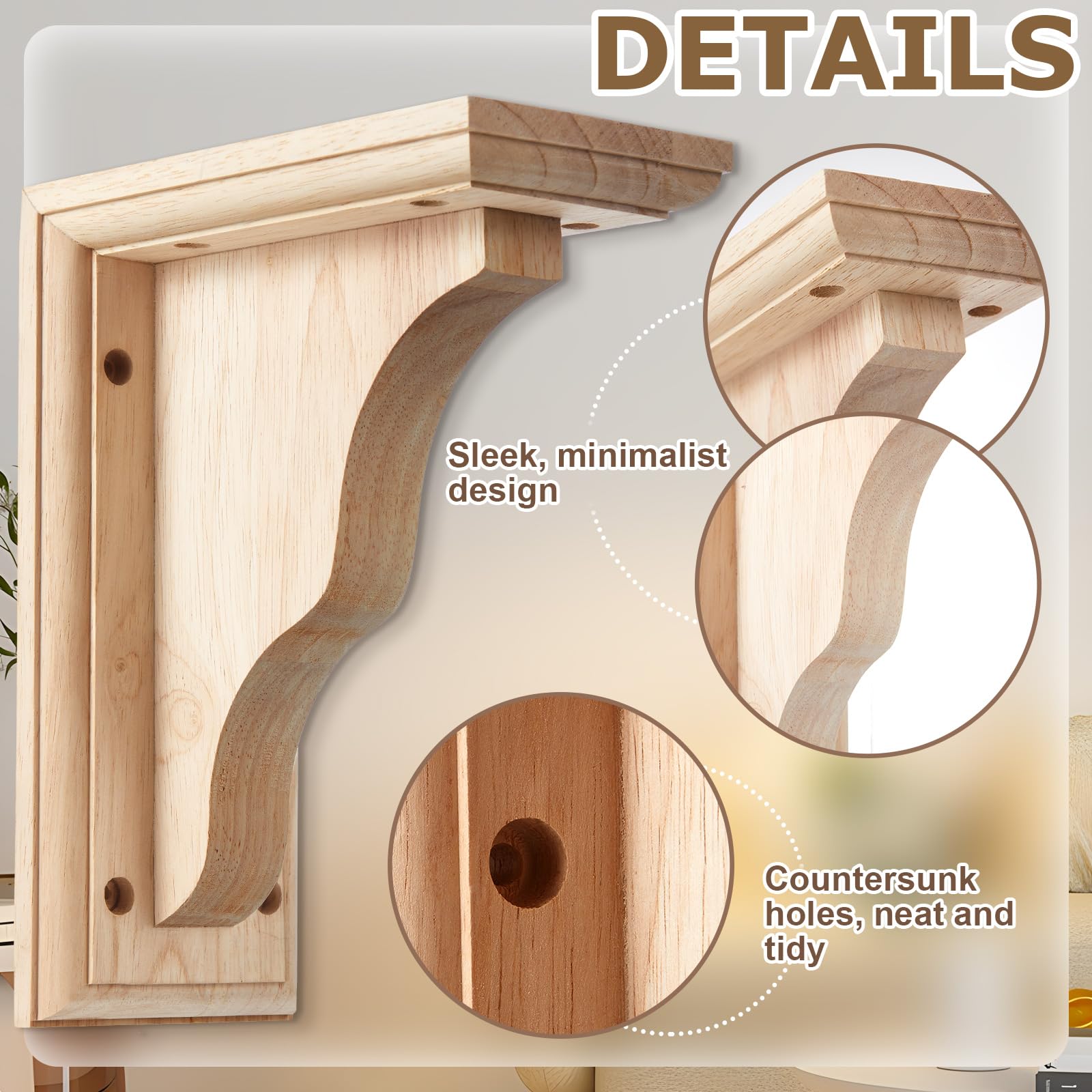 Briwooody wall mounted corbel for mantel or shelf support with timeless style