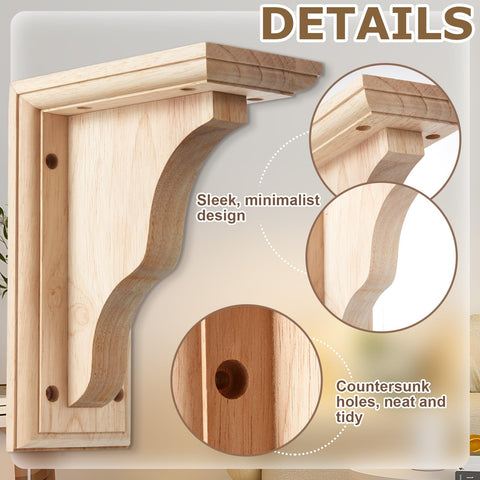 Briwooody wall mounted corbel for mantel or shelf support with timeless style