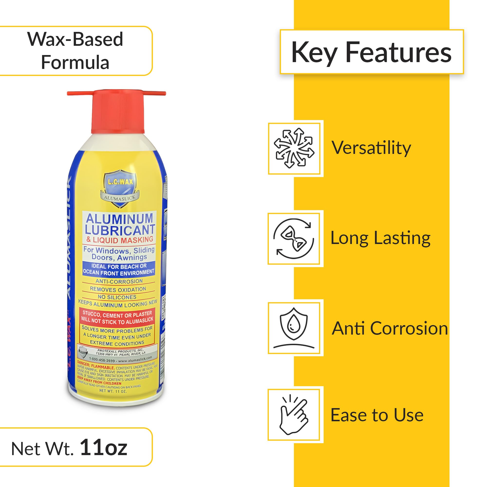 BRIXWELL 59-50 LC Wax Aerosol can side view showing even coverage across surfaces.
