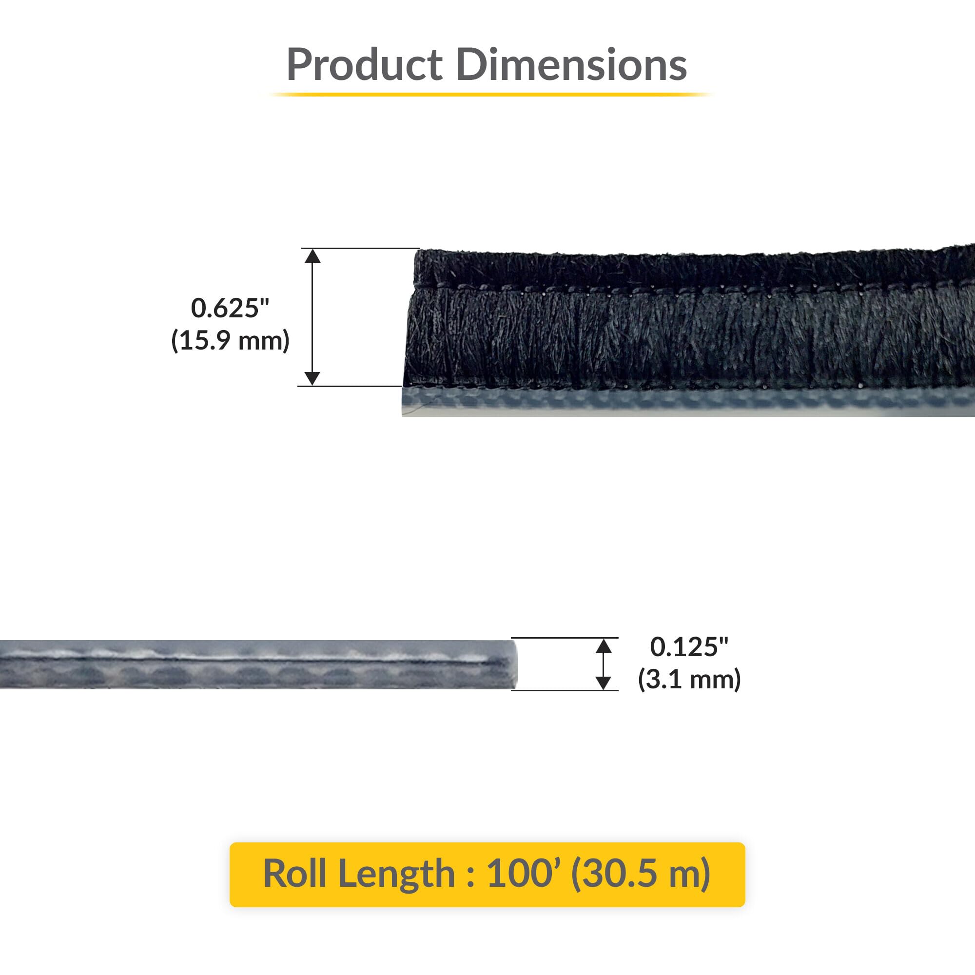BRIXWELL Vanguard weatherstrip close-up 0.625 inch pile height for reliable sealing on doors