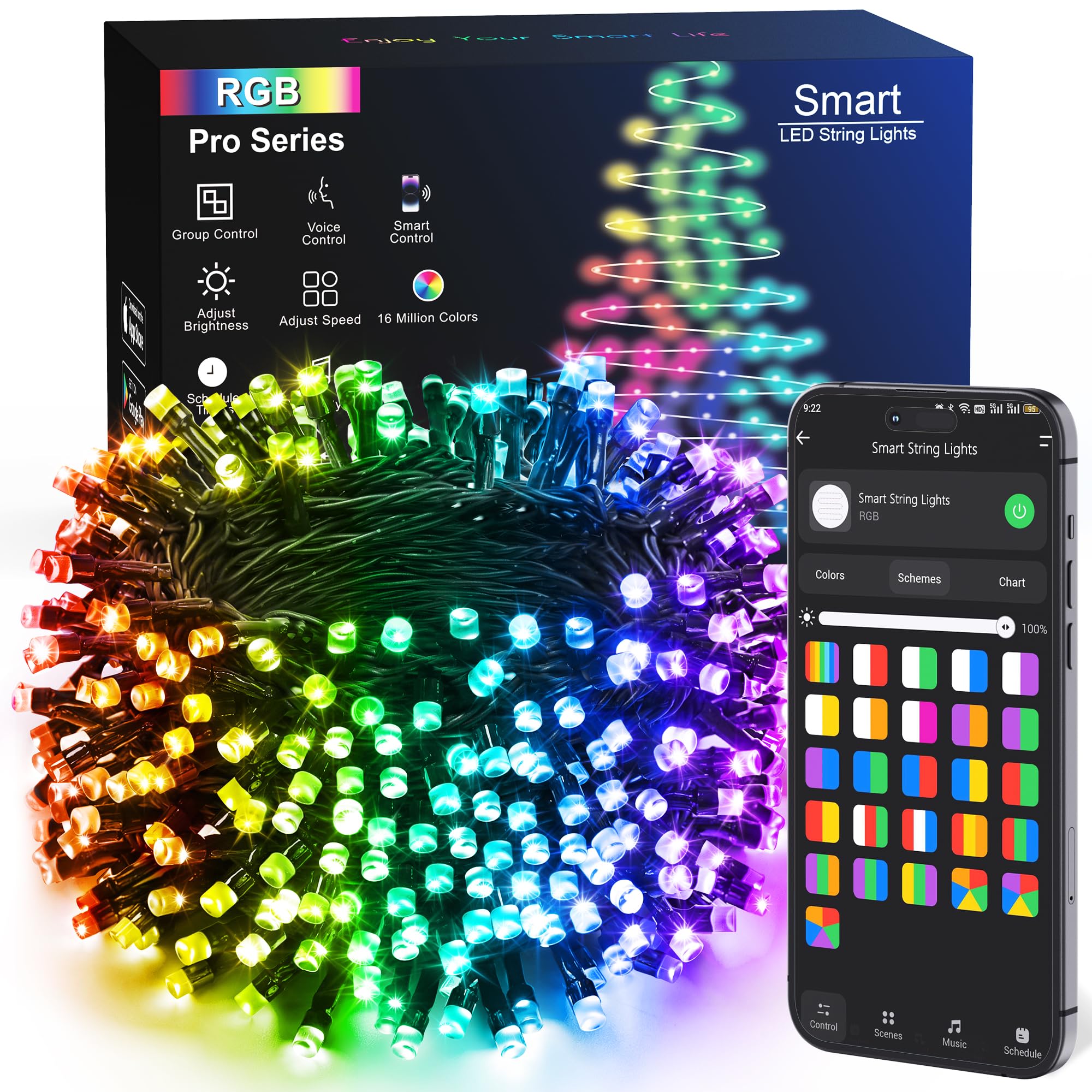 Brizled Pro smart Christmas lights spanning 66ft for broad holiday coverage.