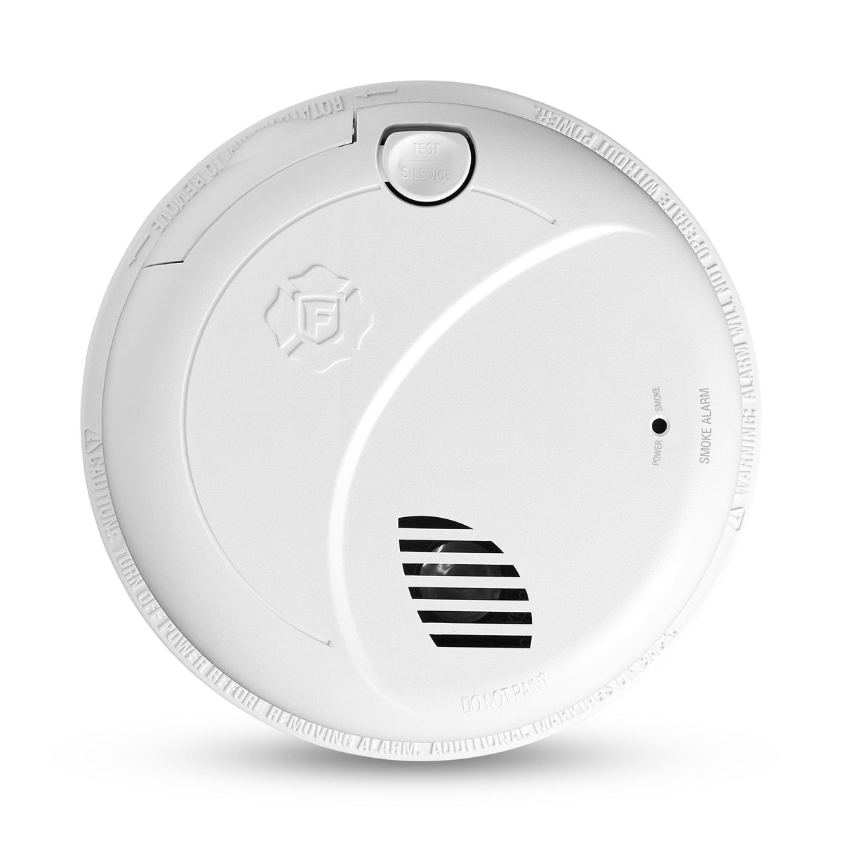 BRK First Alert interconnect smoke alarm front view with clear status indicators for easy identification.