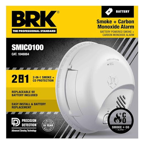 BRK SMCO100 test and silence button enables quick checks and temporary mute.
