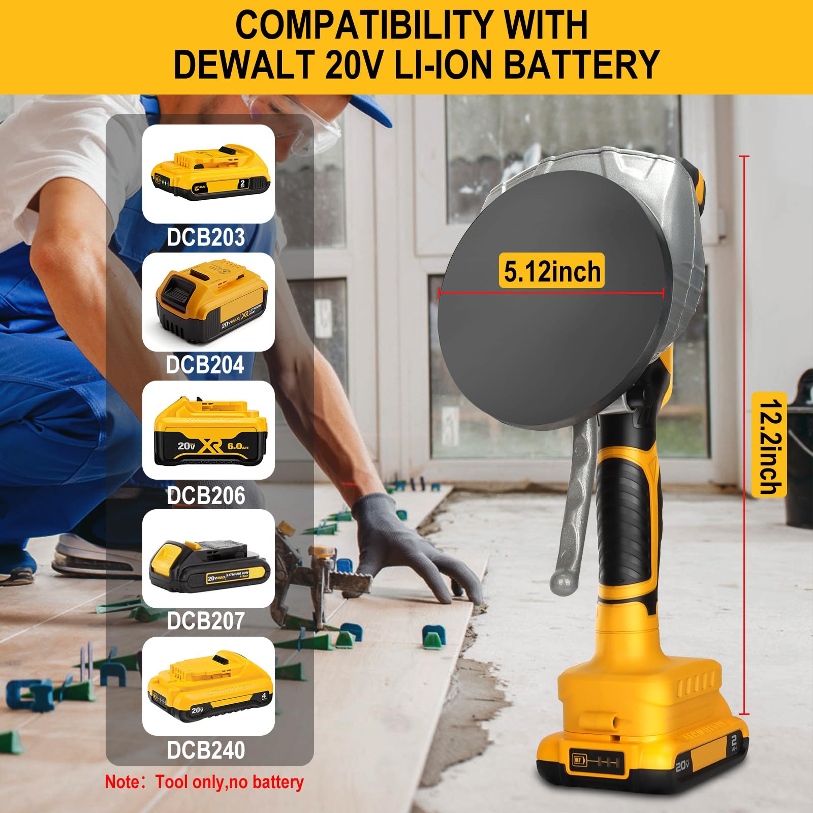 Brngeqi aluminum head and rubber pad for durable tile work.