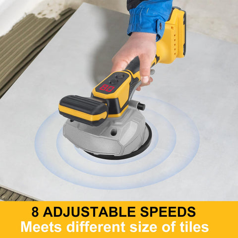 Brngeqi tile vibration tool shows large suction cup for strong adhesion.