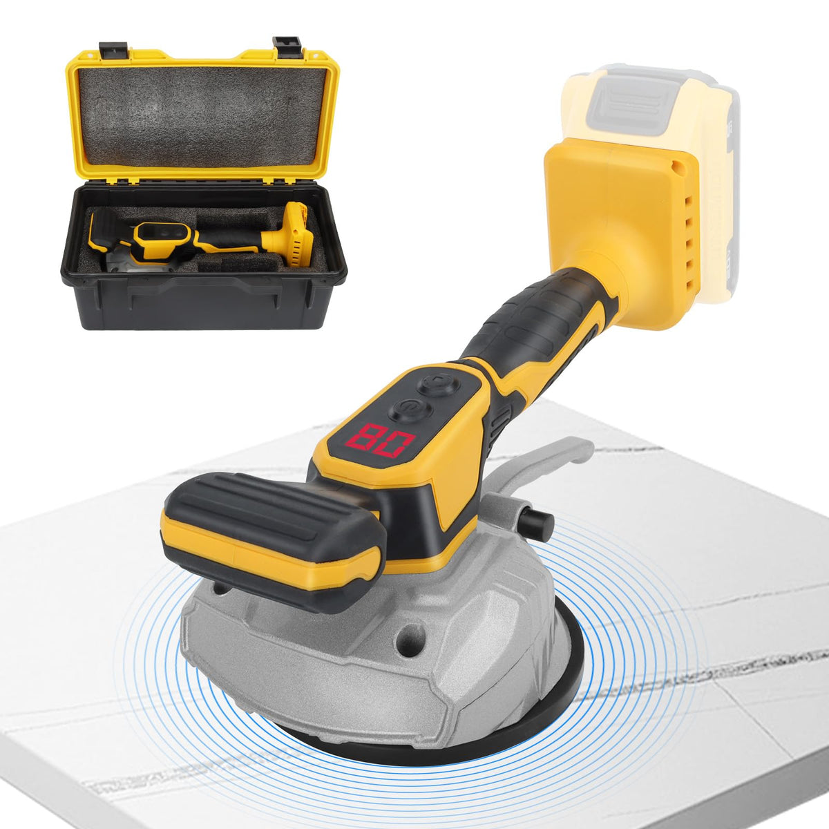 Brngeqi tile vibration tool with 5.12-inch suction cup for stable tile placement.